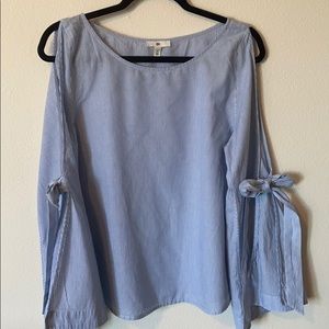 BP blue stripes , long sleeve, opened arm top